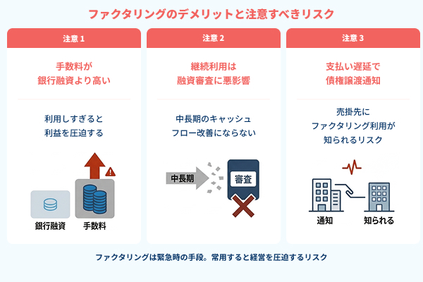 ファクタリングのデメリットと注意すべきリスクの図解