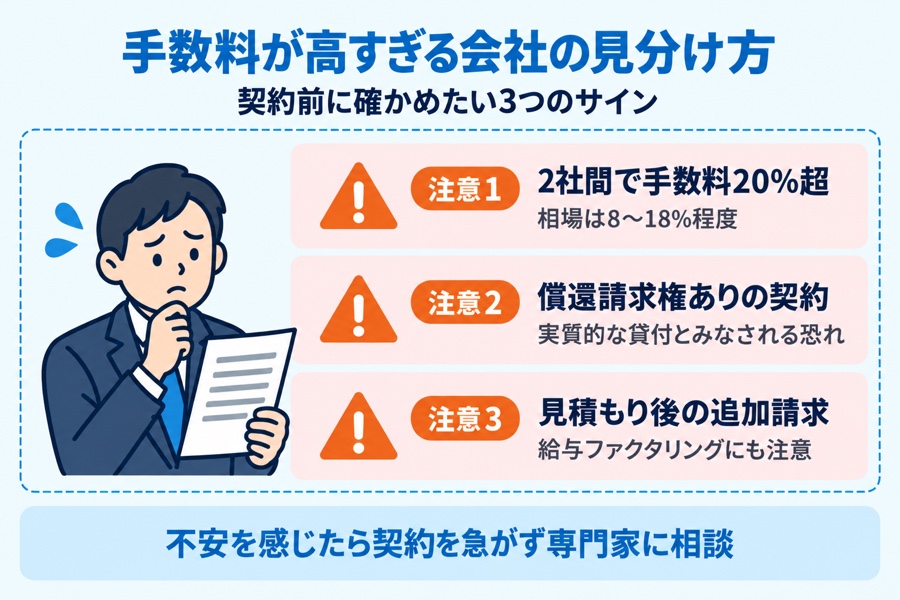 手数料が高すぎるファクタリング会社の特徴の図解