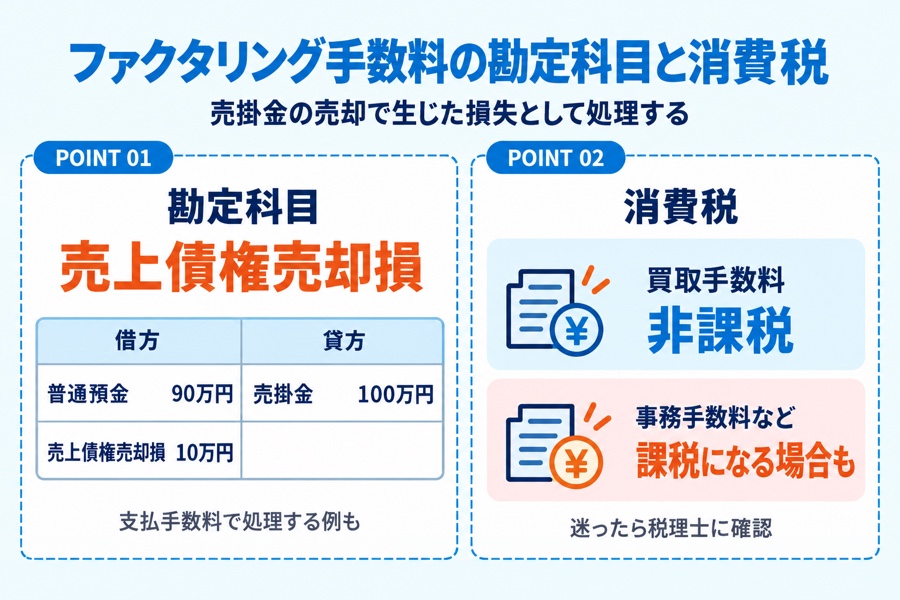 ファクタリング手数料の勘定科目と消費税の図解